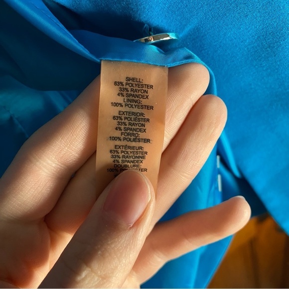 Calvin Klein Women's Blue Aqua Corporate Blazer Suit Jacket Single Closure - Picture 6 of 7